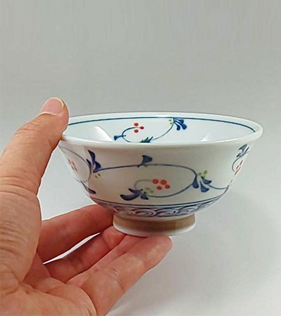 日本製反口輕量漩渦唐草茶碗