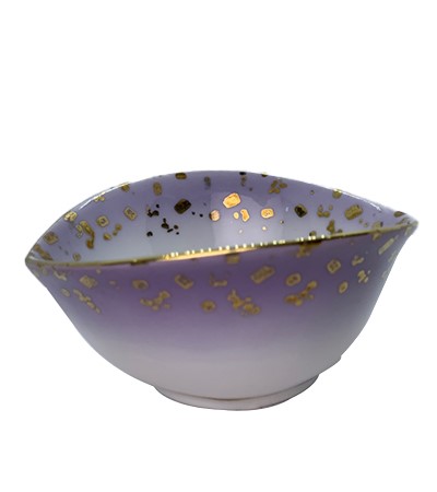 紫邊圓點造型缽