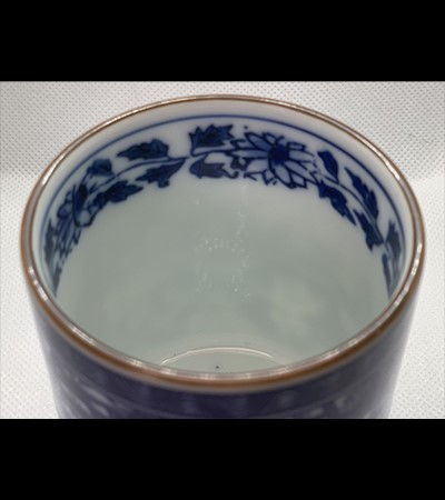 彩繪藍花草風景湯吞杯