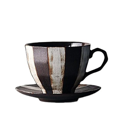 條紋復古咖啡杯碟套組