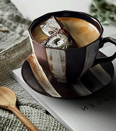 條紋復古咖啡杯碟套組