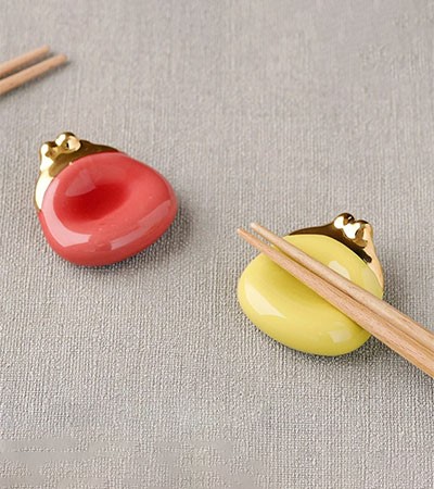 (日)磁筷架-招福口金包(粉 / 黃)