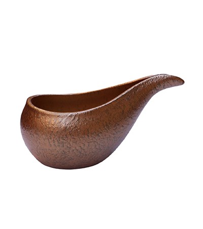 (日)有田燒 黑茶金色琵琶型小缽