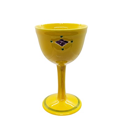 (日)有田燒 黃交趾菱紋高腳杯
