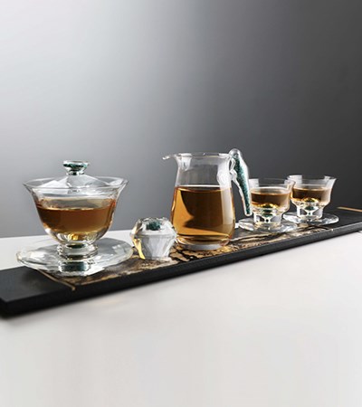 進口水晶玻璃青琅茶具組