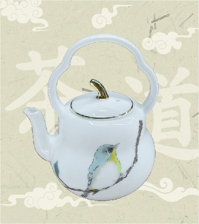 進口茶壺+茶杯-綠繡眼