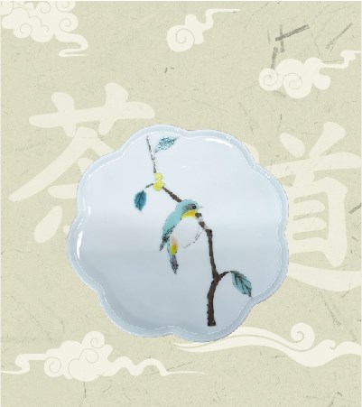 進口花邊盤-綠繡眼 13.5cm