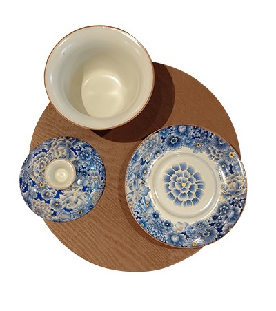進口青花滿工茶壺