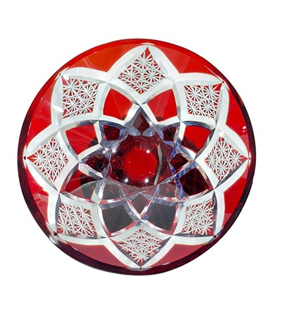 進口高台小盆切子-紅