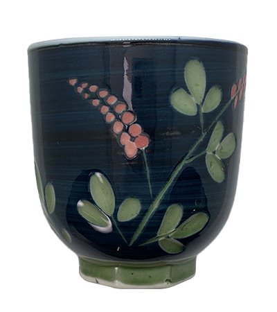 典雅花草深色茶杯