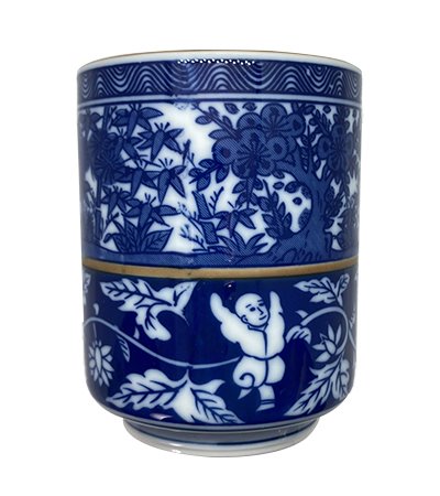 彩繪藍花草風景湯吞杯