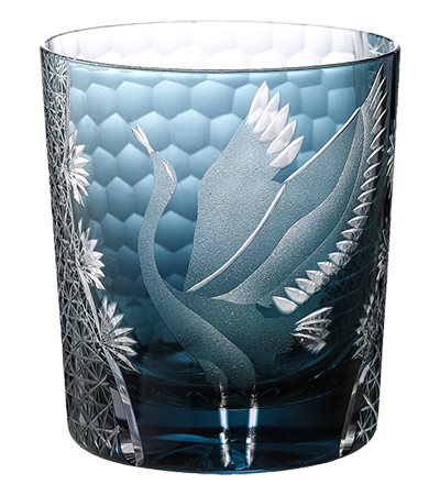 水晶威士忌杯-墨藍仙鶴